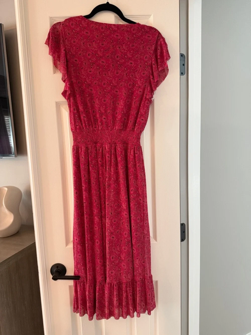 Evereve Elena Women's Short Sleeve Floral V Neck Midi Dress - Picture 5 of 7